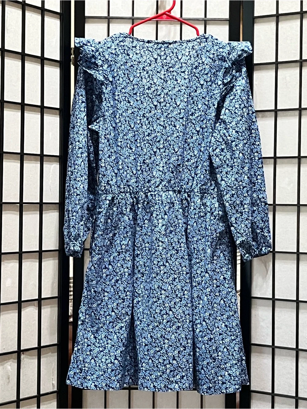 J. CREW Blue Floral Puff-Sleeve  MINI Dress WOMEN SIZE S